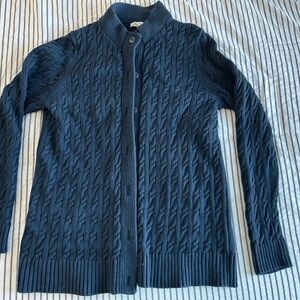 LL Bean - Women's Blue Cable Knit Sweater (100% Cotton)